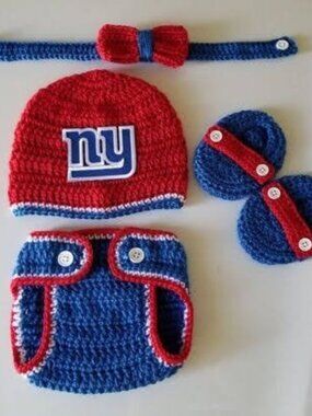 Crochet Baby Boy New York Giants Football Inspired Outfit Photo Prop